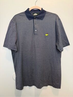 Clubhouse Collection Masters Golf Polo Shirt Mens M Striped Blue 100% Cotton